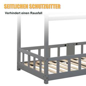 Hausbett Spielbett mit Tafel Karle Ⅰ Ebenholz Dekor - Grau - Schiefergrau - Holz