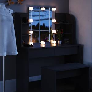 Coiffeuse Charlotte noir, banc & LED Noir