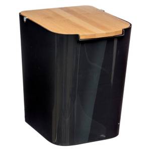 Müllbadkorb schwarz mit Bambusdeckel, 5l 22 x 25 x 18 cm
