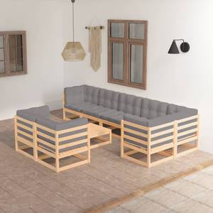 Salon de jardin (lot de 9) 3009804-2 Gris - Bois