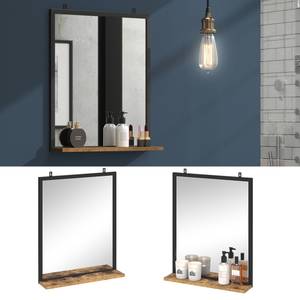 Miroir mural Fyrk 33975 Noir - Imitation chêne rustique