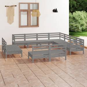 Garten-Lounge-Set Grau - Massivholz - Holzart/Dekor - 64 x 63 x 64 cm