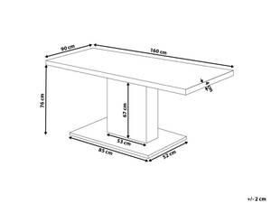 Table de salle à manger PASADENA Gris - Bois manufacturé - 90 x 76 x 160 cm