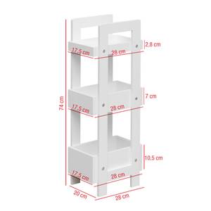 Badezimmerregal RE6737 Weiß - Holz teilmassiv - 20 x 74 x 28 cm