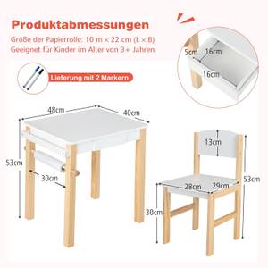 Kindertisch-Set TK32342IT Weiß - Massivholz - 40 x 53 x 48 cm