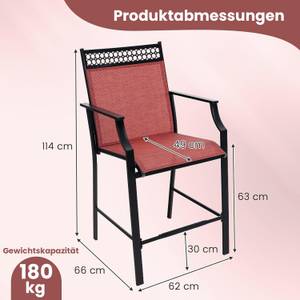 Gartenstühle ZB33852DQ-4DE (2er Set) Rot - Metall - 62 x 114 x 66 cm