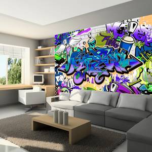 Fototapete Graffiti: violet theme Textil - 400 x 280 x 2 cm