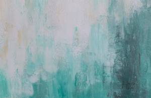 Tableau peint Secret of the Water Turquoise - Bois massif - Textile - 100 x 75 x 4 cm