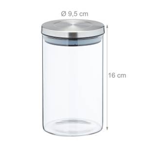 Vorratsglas 3er Set je 800 ml Silber - Glas - Metall - Kunststoff - 10 x 16 x 10 cm