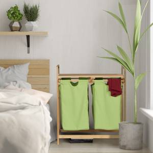 Meuble à linge en bambou Marron - Vert - Bambou - Textile - 64 x 73 x 33 cm