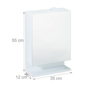 Armoire de Toilette 1Porte Miroir Prise Blanc - Verre - Métal - 35 x 55 x 12 cm
