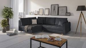 Skandinavisches Ecksofa Amber mit Hocker Anthrazit - Ecke davorstehend links