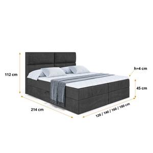 Boxspringbett BOXI3 Schwarz - Breite: 140 cm - H3