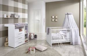 Babyzimmer Kim 5 mit Matratze Weiß - Holzwerkstoff