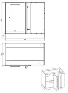 Küchenzeile AVELLINO Grau - Holzwerkstoff - 290 x 207 x 305 cm