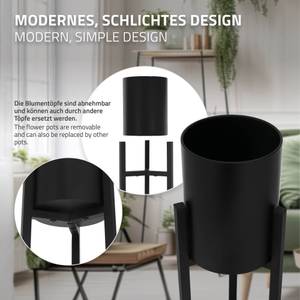 Blumenständer ML-DESIGN 2er Set Schwarz - Metall - 20 x 76 x 20 cm