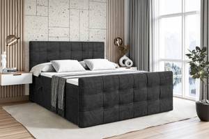 Boxspringbett SOLARIO Schwarz - Breite: 140 cm - H4