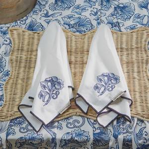 Floral Island Textilien Servietten Blau - Weiß - Textil - 13 x 2 x 25 cm
