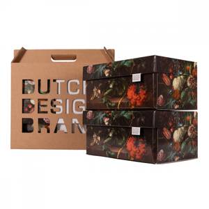 Speicherbox Flowers 2er Set Braun - Holzwerkstoff - Naturfaser - 24 x 17 x 33 cm