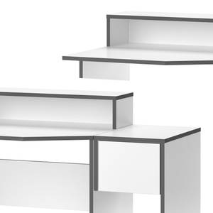 Gamingtisch Kron 2er Set Grau - Weiß - Holzwerkstoff - 70 x 87 x 60 cm
