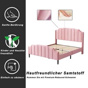 Polsterbett Bettrahmen mit Fußteil Ebenholz Dekor - Pink - Holz