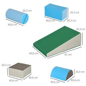 Schaumstoffblöcke 5er 3D0-004 Blau - Grau - Grün - Kunstleder - 41 x 21 x 41 cm