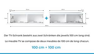 RTV BARGO 200 cm Wotan-Weiß mit LED Weiß - Wotaneiche Dekor