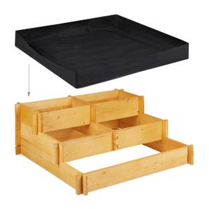 Carré potager à trois étages Noir - Marron - Bois manufacturé - Textile - 93 x 37 x 93 cm