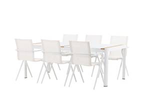 Ensemble de jardin Togo Blanc - Bois massif - 200 x 100 x 75 cm