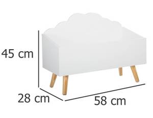 Coffre à jouets Blanc - Bois massif - 35 x 7 x 60 cm