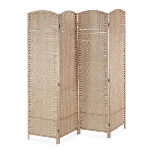 4-teiliger Paravent in Natur Braun - Bambus - Holzwerkstoff - Papier - 180 x 180 x 2 cm