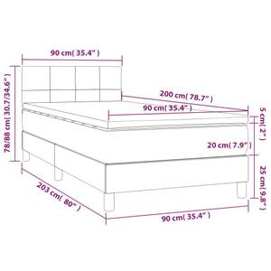 Boxspringbett 3017290-9 Hellgrau - 90 x 203 cm