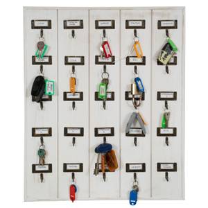 Schlüsselbrett 25KEYS Weiß - Massivholz - 5 x 60 x 50 cm