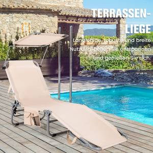 Sonnenliege mit Dach + Seitentasche Beige