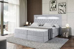 Boxspringbett - NOEL GOLD - LED Hellgrau - Breite: 140 cm - H3