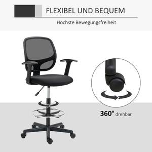 Bürostuhl mit Fußring 921-598 Schwarz - Textil - 56 x 132 x 60 cm