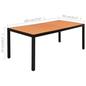 Salle à manger (lot de 7) 3060056 Noir - Bois manufacturé - Métal - Matière plastique - 90 x 74 x 185 cm