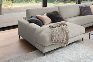 Sofa CARA Wohnlandschaft U-Form Cord Steingrau