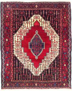 Senneh - 158x126cm Rot - Naturfaser - 126 x 1 x 158 cm