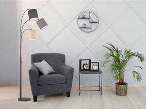 Stehlampe Schwarz Lampenschirme Stoff Beige - Schwarz - Grau - Metall - Textil - 40 x 186 x 67 cm
