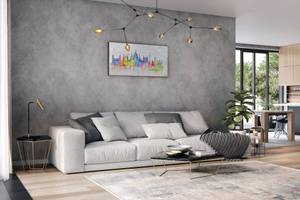 Acrylbild Budapest Skyline Silhouette Grau - Massivholz - Textil - Holz teilmassiv - 120 x 60 x 4 cm