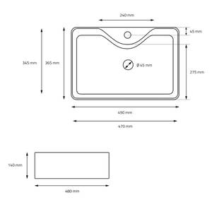 Waschbecken ML-Design Schwarz - Keramik - Metall - 37 x 14 x 49 cm