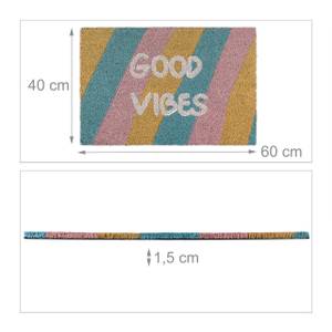 Fußmatte Kokos "Good Vibes" Blau - Pink - Gelb - Naturfaser - Kunststoff - 60 x 2 x 40 cm