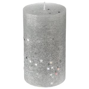 Kerze, glitzernd, Höhe 12 cm, 340 g, Rot Silber - Wachs - 7 x 12 x 7 cm