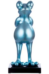 Skulptur Frosch Frog in Petrol Metallic Blau - Kunststoff - 32 x 68 x 30 cm
