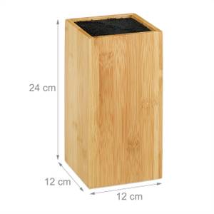 Messerblock unbestückt aus Bambus Schwarz - Braun - Bambus - Kunststoff - 12 x 24 x 12 cm