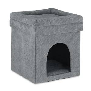 Niche chat Pouf en gris Gris - Bois manufacturé - Matière plastique - Textile - 38 x 42 x 38 cm