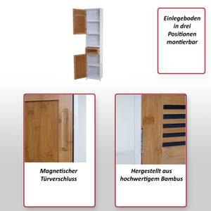 Hochschrank A85 Bambus Braun - Weiß - Bambus - Holzwerkstoff - 40 x 180 x 31 cm