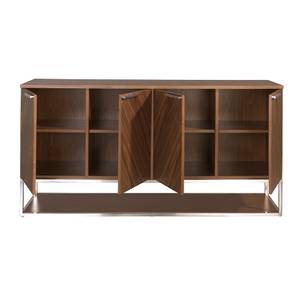 Buffet en bois de noyer et acier chromé Marron - Bois manufacturé - 160 x 80 x 46 cm