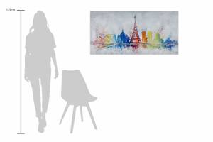 Peinture acrylique Tour Eiffel Blanc - Bois massif - Textile - 120 x 60 x 4 cm
